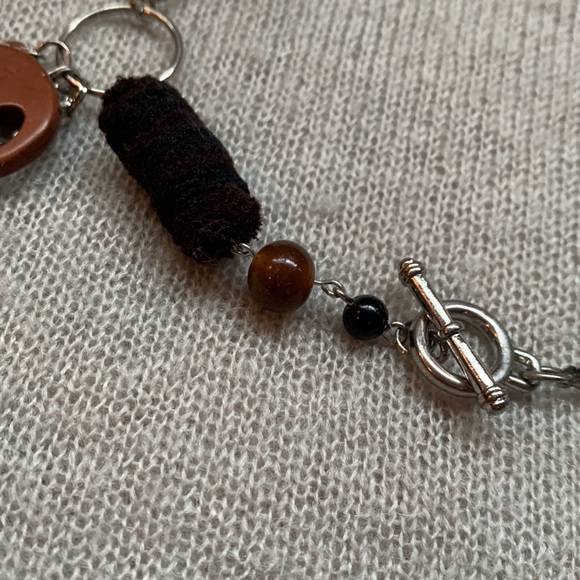 3x35$ 💀 CREATION - Skull short necklace ruban beads - brown black - Picture 5 of 9